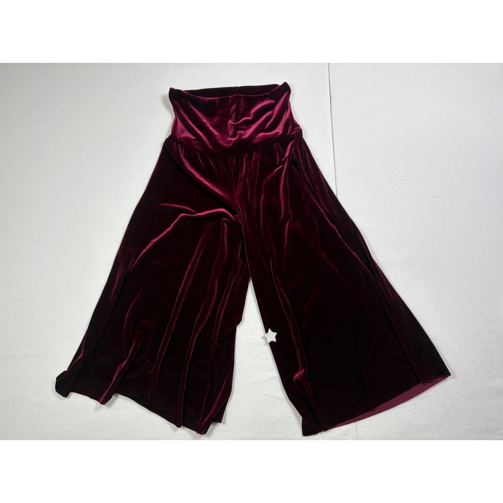 The Limited Womens Burgundy Stretch Velvet Wide Leg Palazzo Pants High Rise M